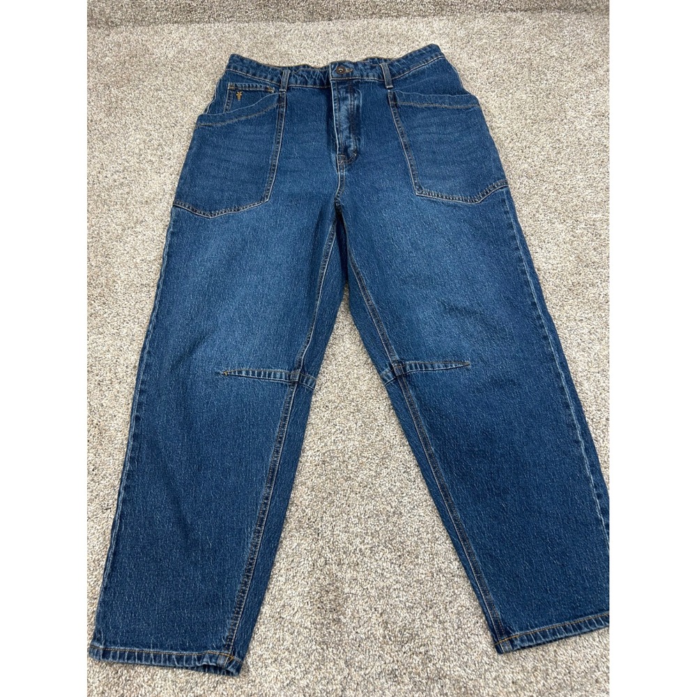 Frye Women Blue High Rise Barrel Jeans Button Fly Medium Wash Size 10 #0890